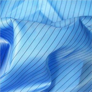 Antistatic वस्त्रों के लिए 5 मिमी पट्टी टवील पॉलिएस्टर antistatic बुना कपड़ा